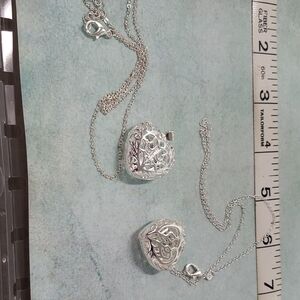 Intricate Silver Heart Locket Necklace